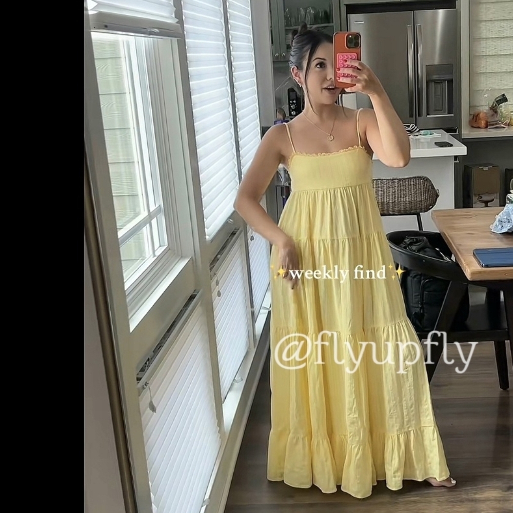 ZARA OPEN BACK MAXI DRESS YELLOW SIZE XL - Picture 6 of 11